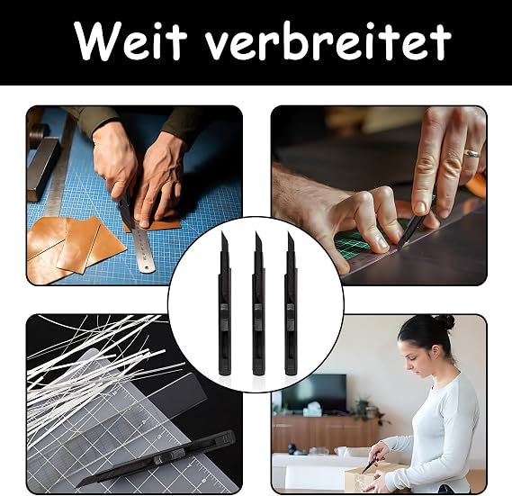 3-Piece Cutter Knife Set 3 Pieces 9 mm Knives with 30 Pieces 30° Snap-off Blades Retractable Professional Cutter Knife Formed Utility Knife Black High Precision Craft Knife for Cardboard Foils Paper