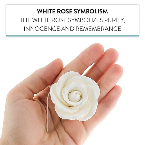 Miniatura 7 de Global Sugar Art Flores de pastel de azúcar y rosas de té, color blanco, alambre con cáliz, 25 unidades grandes por el chef Alan Tetreault