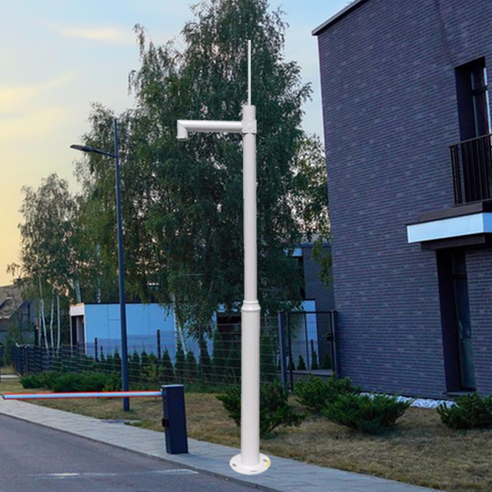 Aioneer White 6.6Ft Outdoor Security Camera Pole - Weatherproof Floor Mount For Solar Panel &, Durable Stand For Surveillance, Adjustable Height For Enhanced Stability