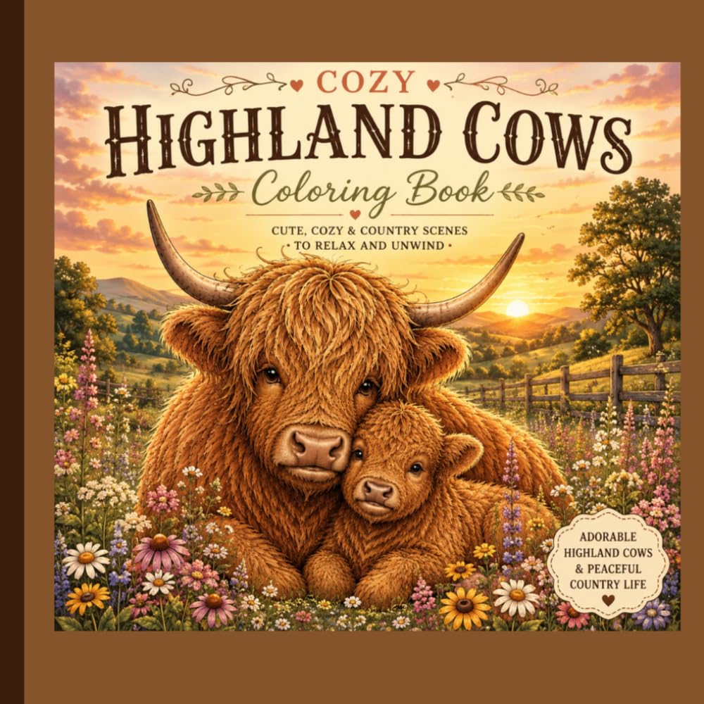 Cozy Highland Cow Coloring Book