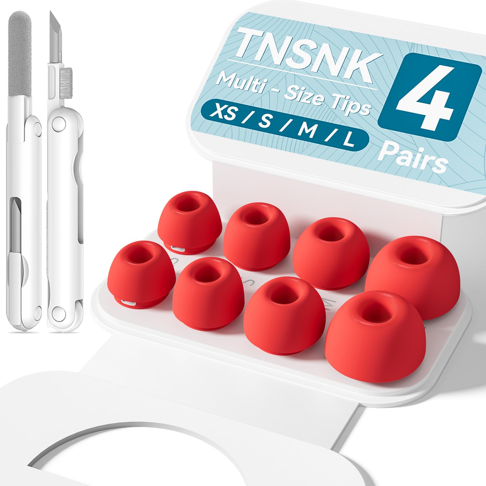 4 Pairs Replacement Ear Tips for AirPods Pro 1st /2nd(Red)