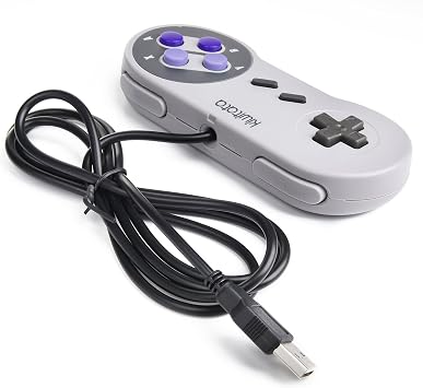 2x Classic USB Gamepad for SNES Games, kiwitata Retro SNES USB PC Wired Game Controller Joypad for Windows PC/Mac Retro Pie