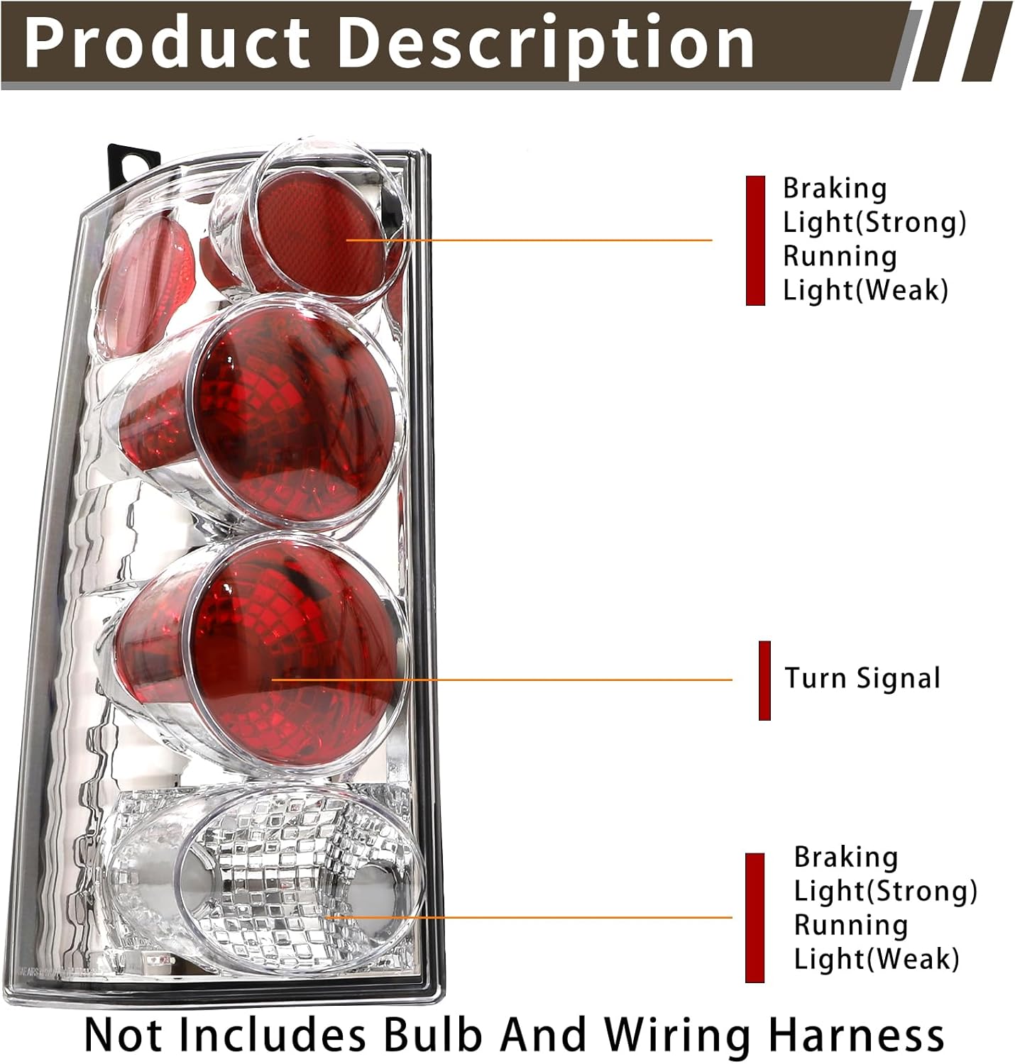 Tail Light Halogen Compatible With 2003-2023 Chevy Express GMC Savana Van 1500 2500 3500 Driver and Passenger Side White Rear Brake Lamps