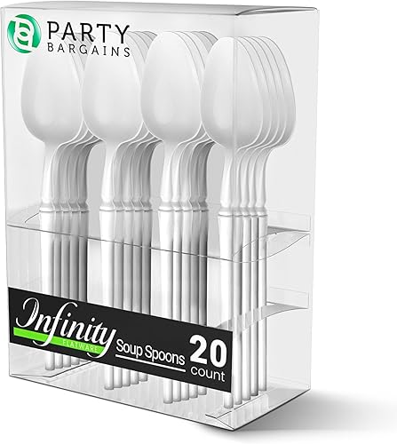 Miniatura 195 de Party Bargains Disposable Plastic Black Gold Cutlery Set, Infinity Modern Design Utensils, 40 Pack: 16 Forks, 8 Knives, 16 Spoons