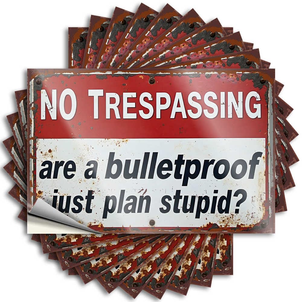 Sticker Water Scratch Resistant Decals, Tall Matte Print for Phone Case Taupe | Bar Accessories and Decor Uv Proof Pack Rusty Warning Sign: 'no Trespassing - are Bulletproof Plans(6X9CM)