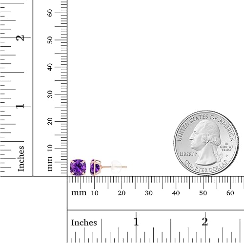 Miniatura 4 de Aretes tipo dormilona de oro macizo de 14 quilates de 0.236 in con piedra natal genuina para mujer, hipoalergénicos, aretes de tuerca con piedras