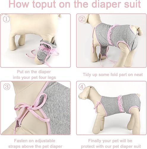 Miniatura 4 de OOkipup Pañal sanitario para perrito con correa ajustable, pantalones con tirantes para chica, peluche de perro joven, corgi, bulldog francés,