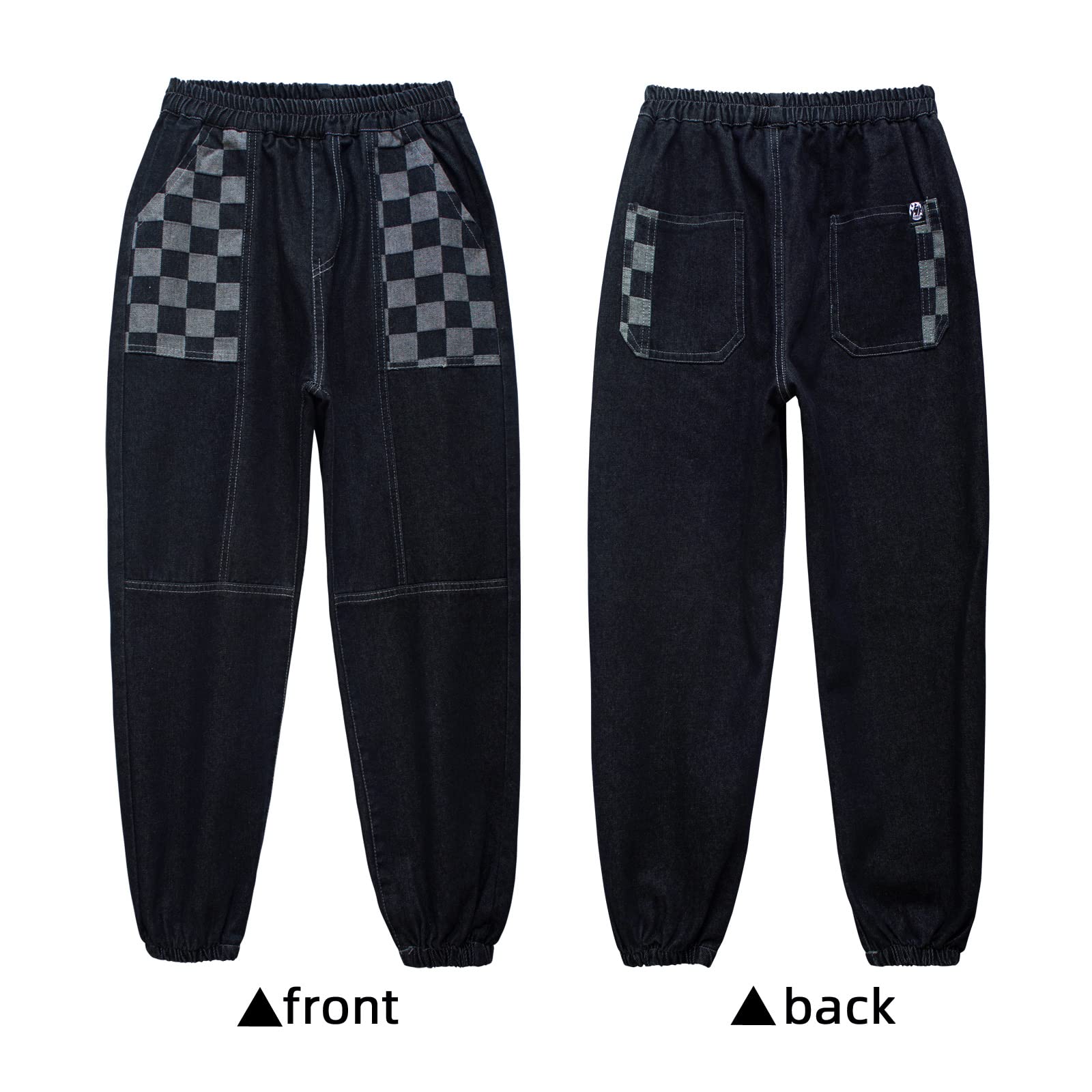 MEILONGER Baggy Jeans chłopięce dziecięce elastyczne spodnie ze stretchem w talii, modne spodnie jeansowe