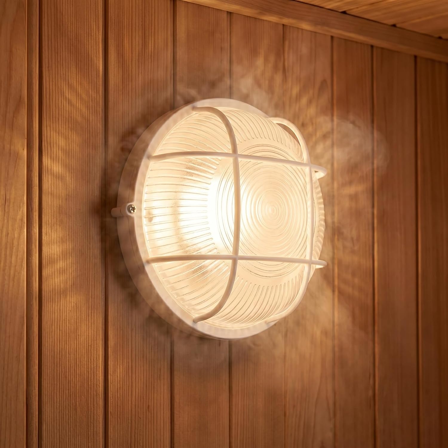 Explosion-Proof Sauna Light Fixture Vaporproof Glass Lamp for Sauna Rooms and Baths 6.88X6.88X3.74 Inch Die Cast Aluminum Lighting