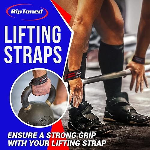 Miniatura 2 de Rip Toned Performance Wrist Straps for Weightlifting 23" Padded Lifting Straps for Men & Women Cotton Gym Straps for Deadlifts, Strength Training,