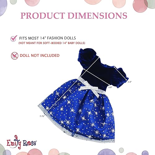 Miniatura 6 de Emily Rose Accesorio de ropa de muñeca de 14 pulgadas | Juego de vestido de fiesta brillante de terciopelo azul de 14 pulgadas | Compatible con