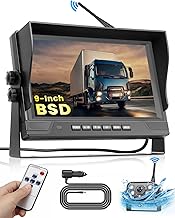 9 Inch IPS Screen Wireless Reversing Camera Kit, Anti-Interference, IP68 Waterproof IR Night Vision with 1 Camera, with BSD, Loop Recording, 12-36V