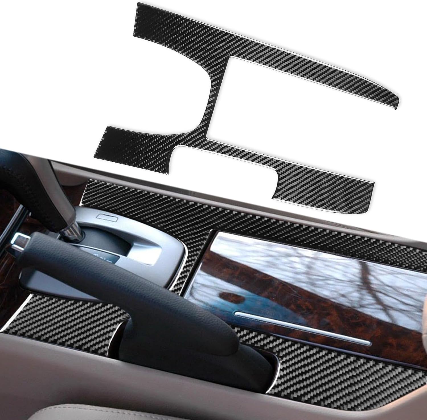 Real Carbon Fiber Car Interior Gear Shifting Box Panel Cover Trim Stickers Compatible with Honda Accord 2008 2009 2010 2011 2012 Accessories Decals