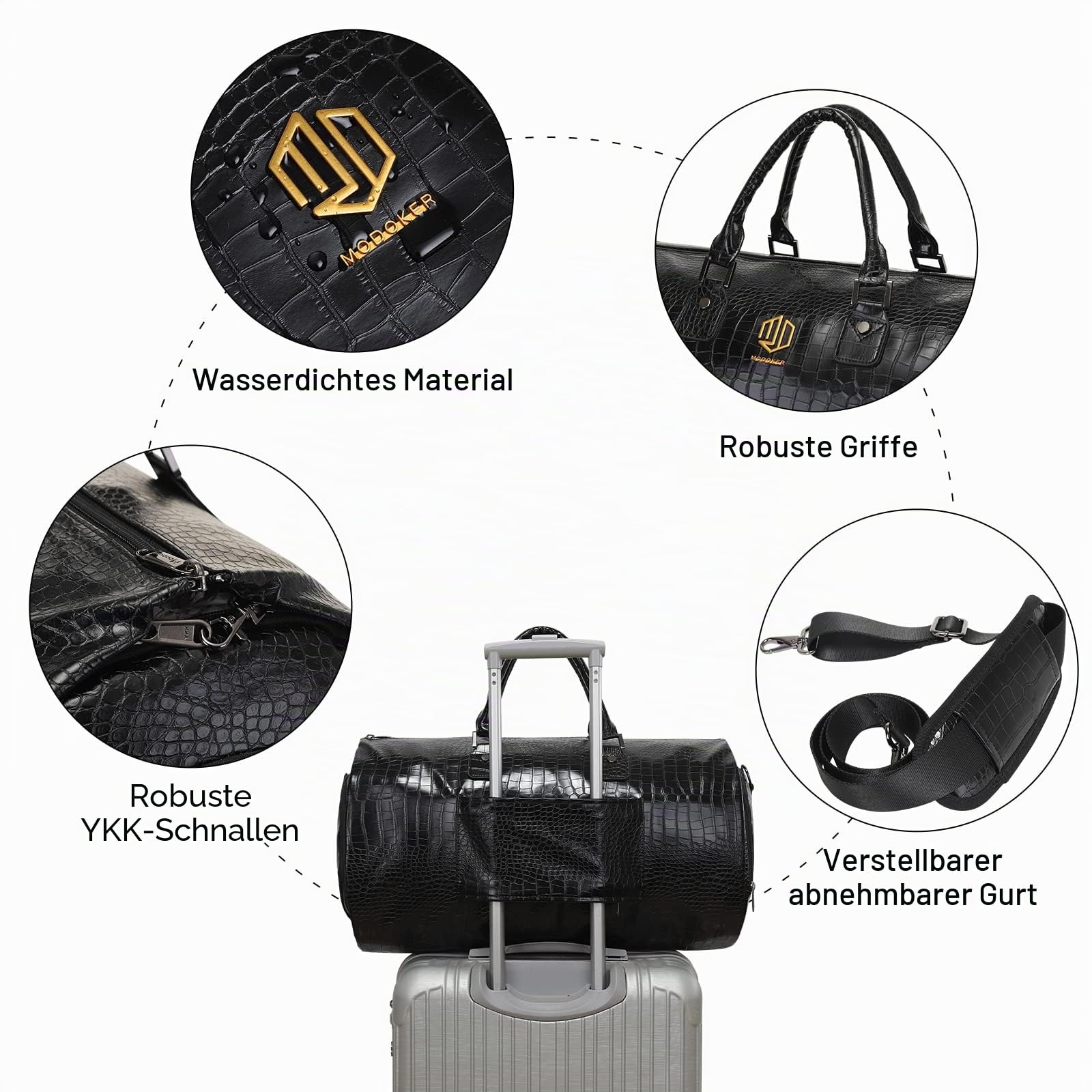 Modoker Umwandelbarer Kleidersack aus Leder, anthrazit/schwarz, Einheitsgröße, Umwandelbarer Kleidersack