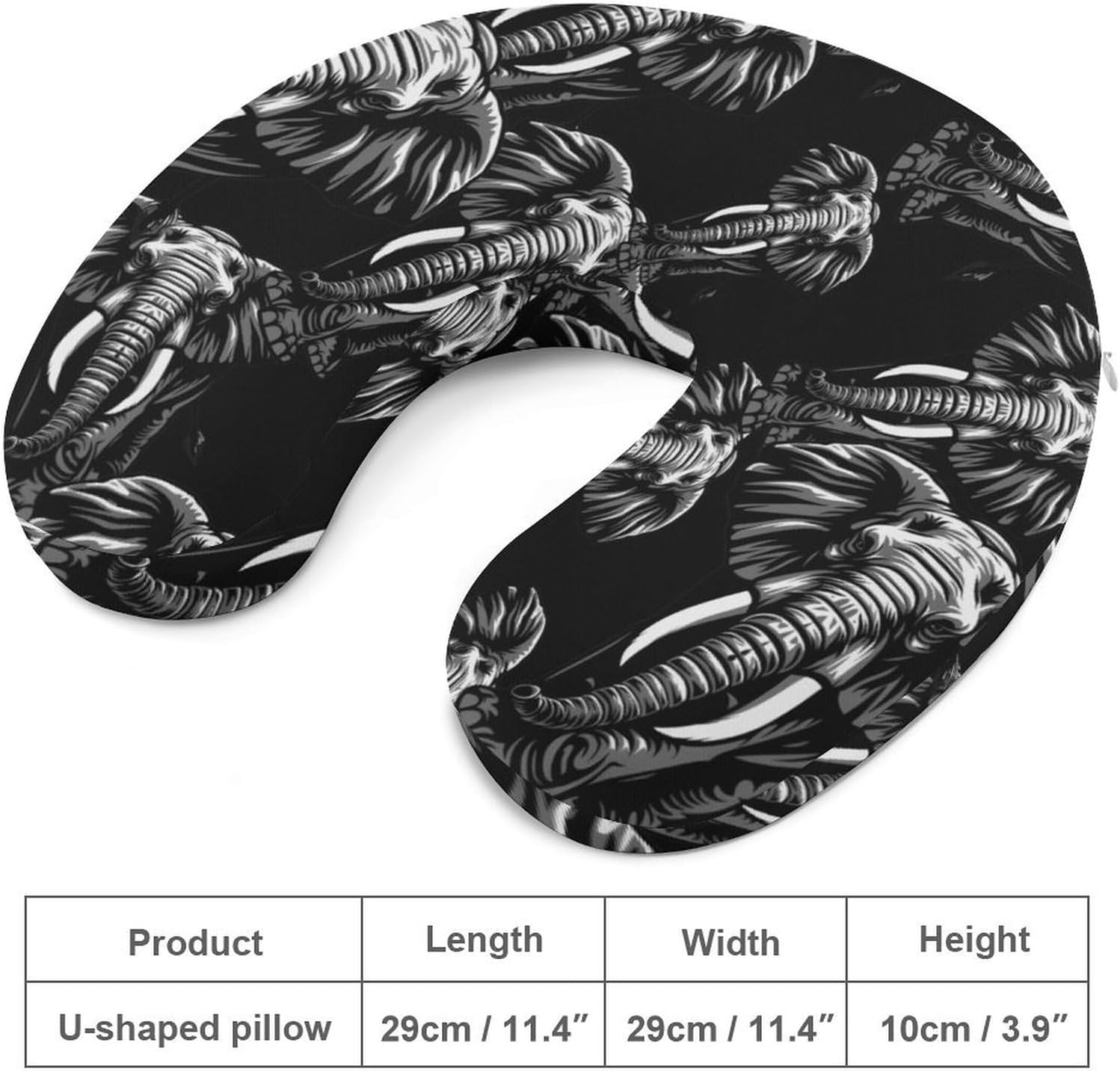 Elephant Travel Pillow U Shape Neck Pillow Washable Pillowcase for Sleeping Chair