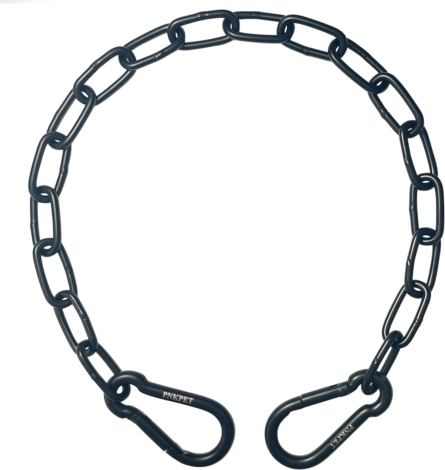 PNKPET 304 Stainless Steel Gate Chain 550lbs Capacity 20" x 5/32" w/ M7 Carabiners - Rustproof Black Chain for Fence Livestock Horse Stables