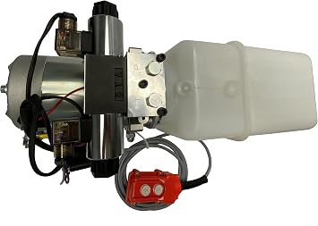 Magister Hydraulic Pump 12V DC Double Acting Power Unit with 6 Quarts Plastic reservoir Max Pressure 2600