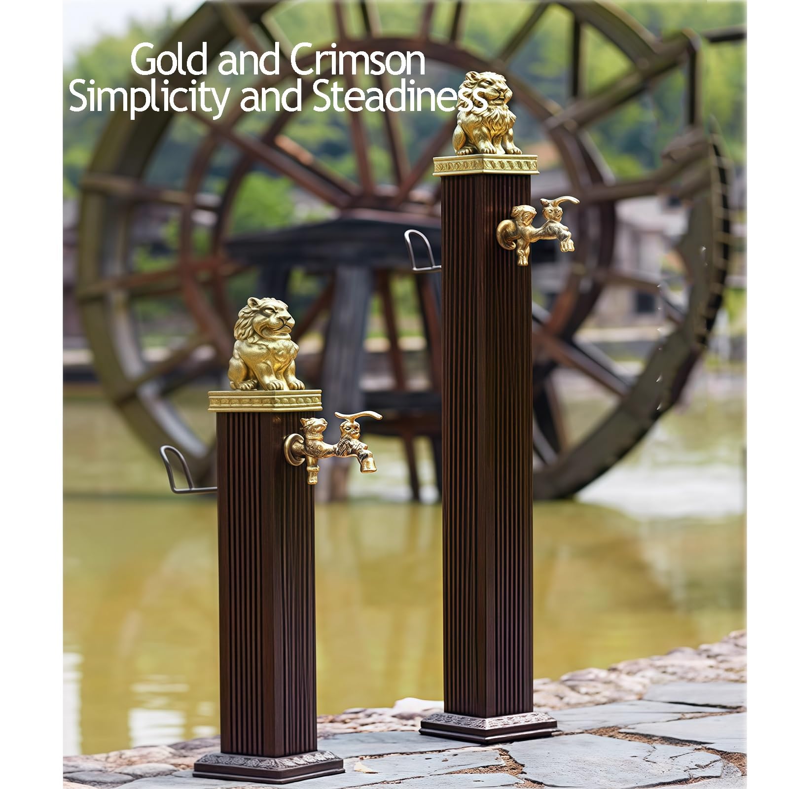 Grifo exterior anticongelante, boca de incendios retro con columna, entrada de agua subterránea, entrada de agua lateral, apto para jardines, patios traseros y riego(17x17x116cm)