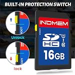 INDMEM SD Carte 16GB, Boîte de 8 Classe 10 16GB SDHC Carte mémoire Flash MLC Cartes numériques sécurisées standard Carte caméra