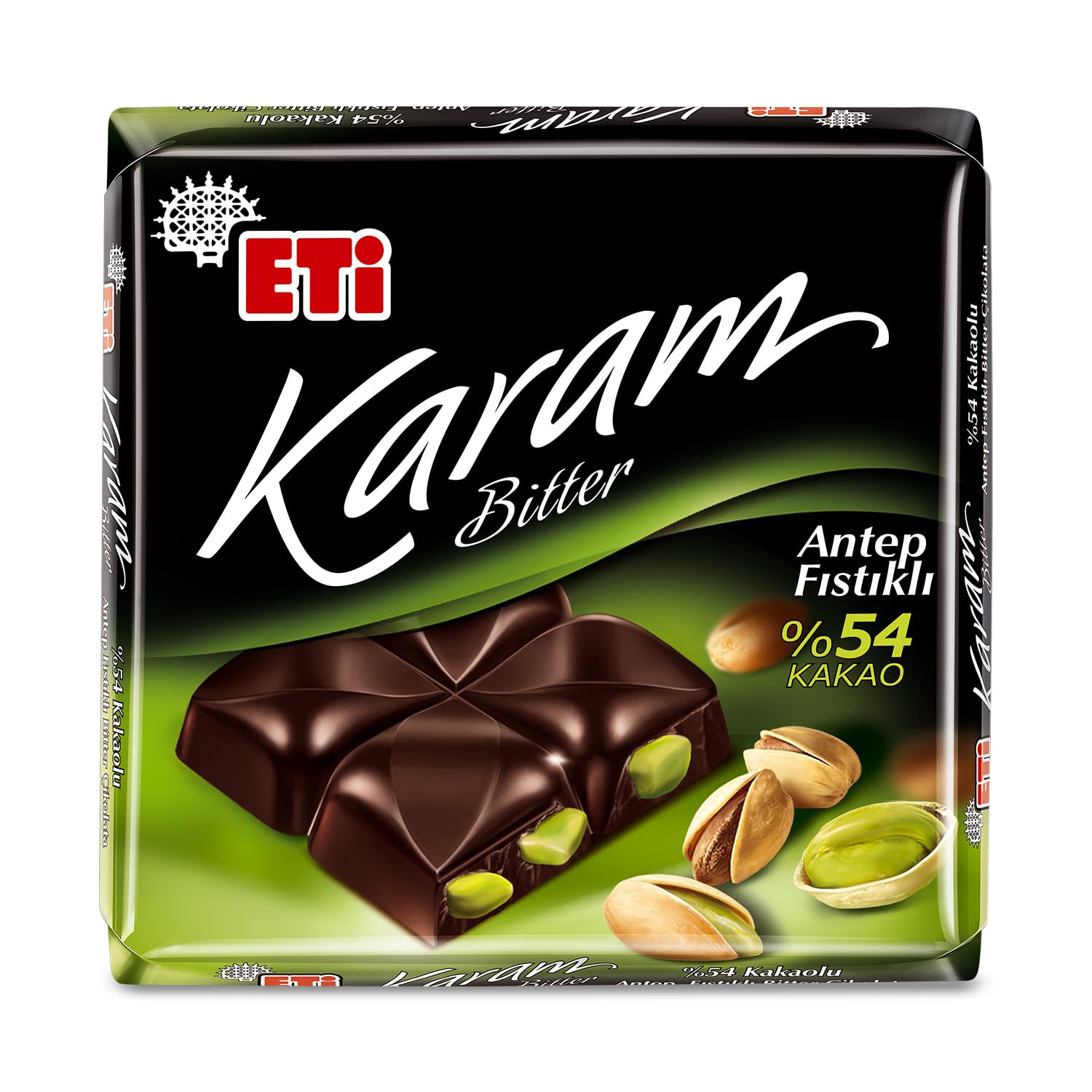Eti Karam %54 Kakaolu Antep Fıstıklı Bitter Çikolata 60 g