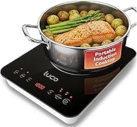 TUCO 1800W Portable Induction Cooktop - ETL Certified Countertop Burner, 20 Modes, Shatterproof Glass, LCD Touch