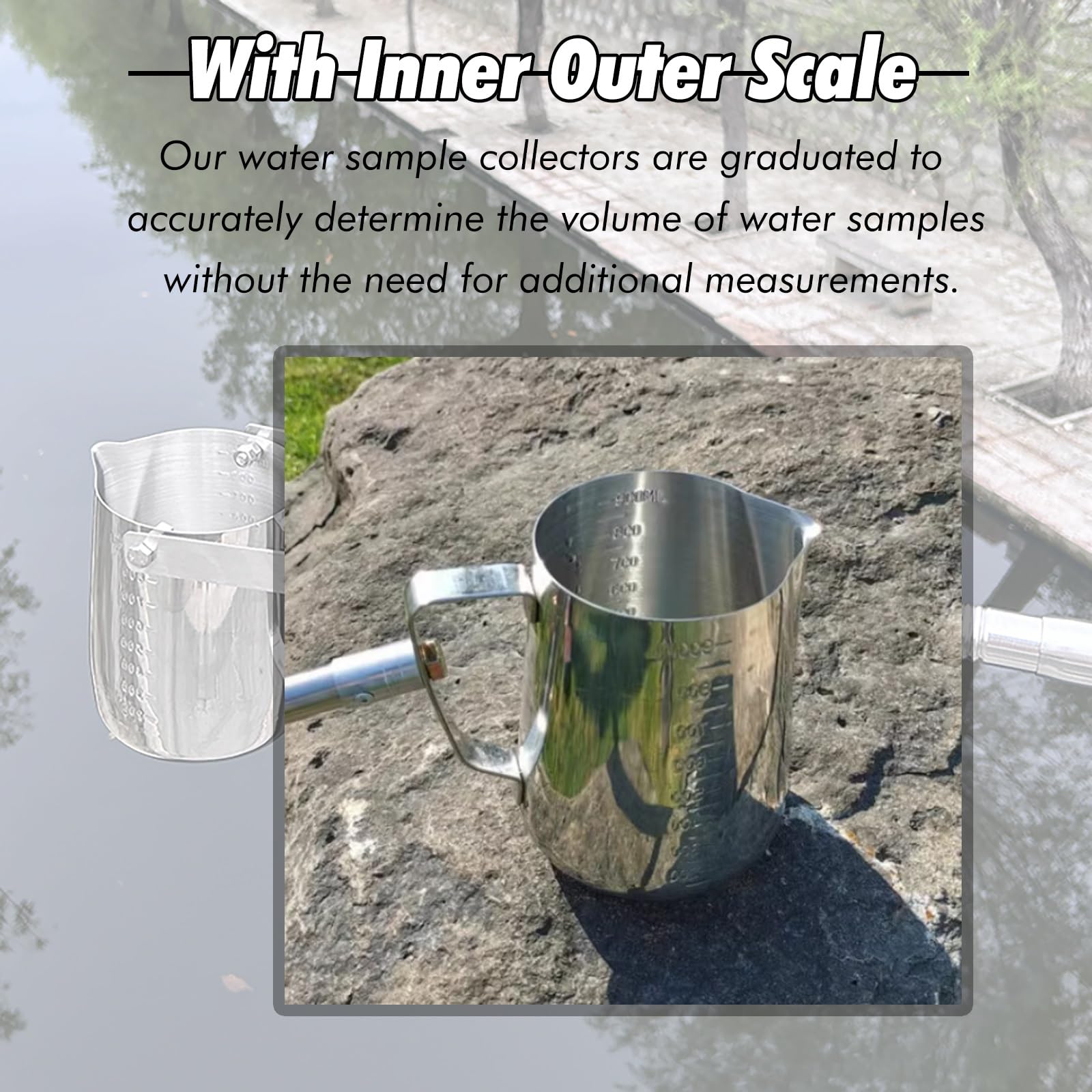 Muestreador de líquidos telescópico de acero inoxidable con longitud ajustable y vaso de precipitados para muestreo de agua industrial