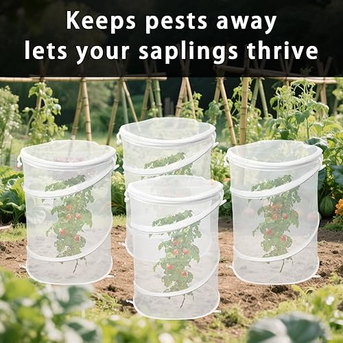Vista 3 de Red para pájaros para protección de jardín, 4 cubiertas para plantas, protección contra congelación, barrera de insectos plegable para plantas, red