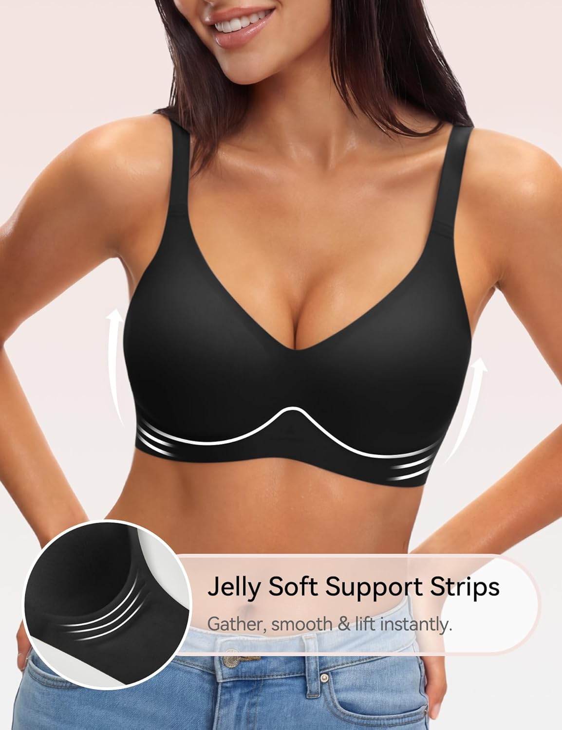 NIASOUL Women's Wireless Push Up Bra Seamless Deep V Bralette No Underwire Comfortable Supportive Bra - Image 2