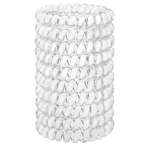Miniatura 7 de JessLab Lazos para el cabello en espiral, 10 unidades sin rastro de cable para cola de caballo, bandas de plástico para mujeres y niñas, colores