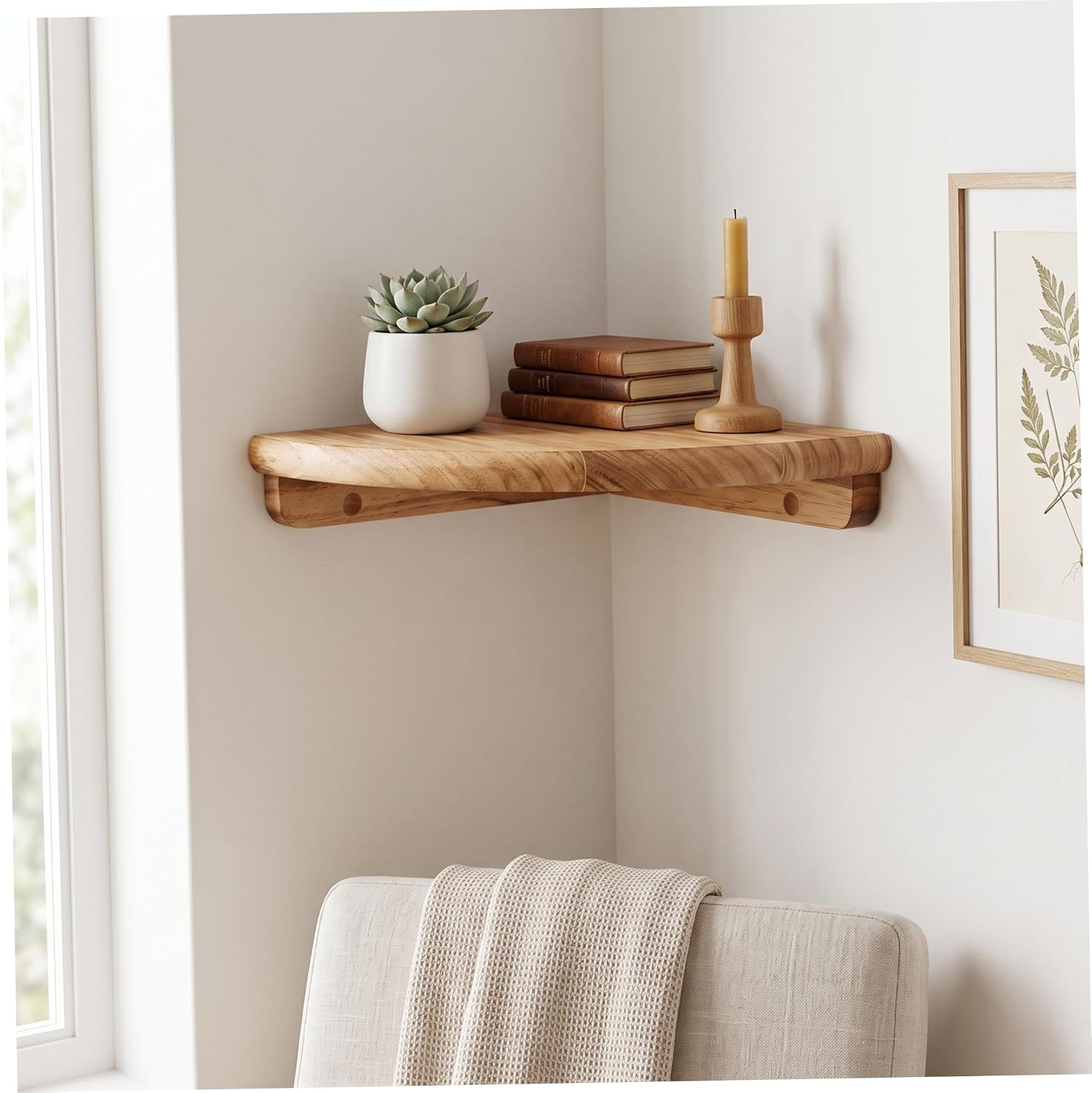 2pcsFloating Corner Shelf, Stable Screw-mounted Wall Corner Shelf, Style 2 image 5