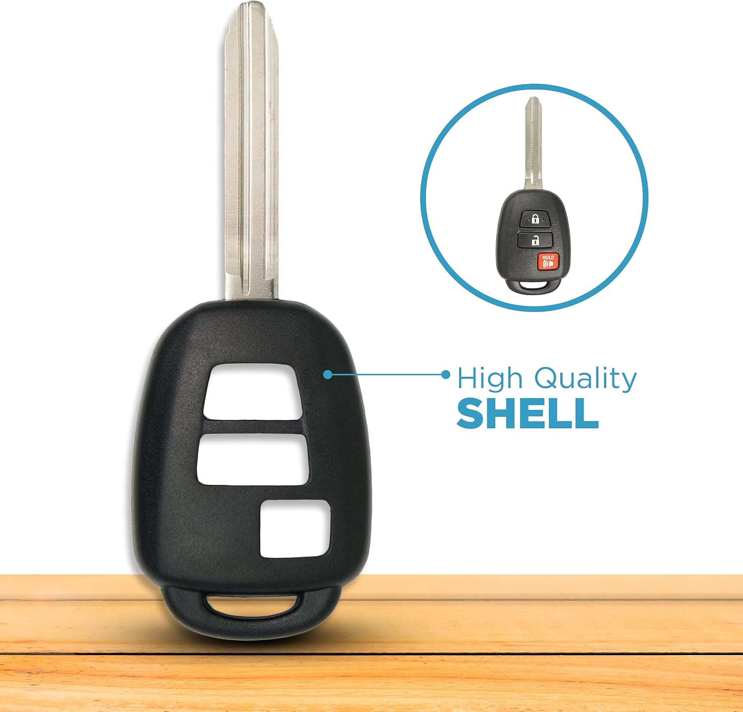 Keyless2Go Replacement for New Uncut Remote Head Key Shell and Button Pad MOZB52TH GQ4-52T HYQ12BDM - Shell ONLY (2 Pack)