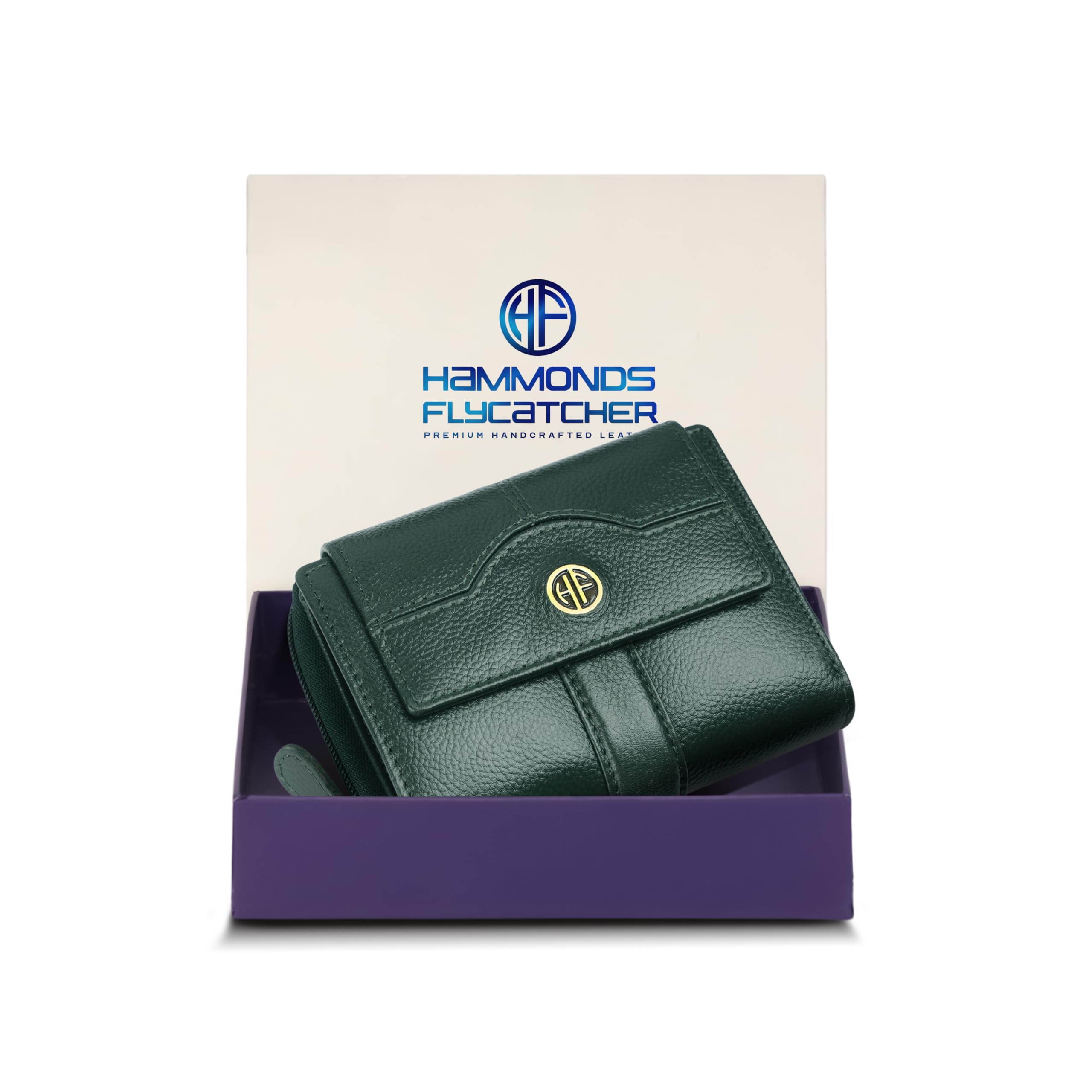 HAMMONDS FLYCATCHER Leather Ladies Wallet for Woman with 14 Card Slots - Clutch Purse for Women, Ladies Wallet for Women Stylish, Ladies Purse for Women Wallet, Purse for Woman, Green, Modern