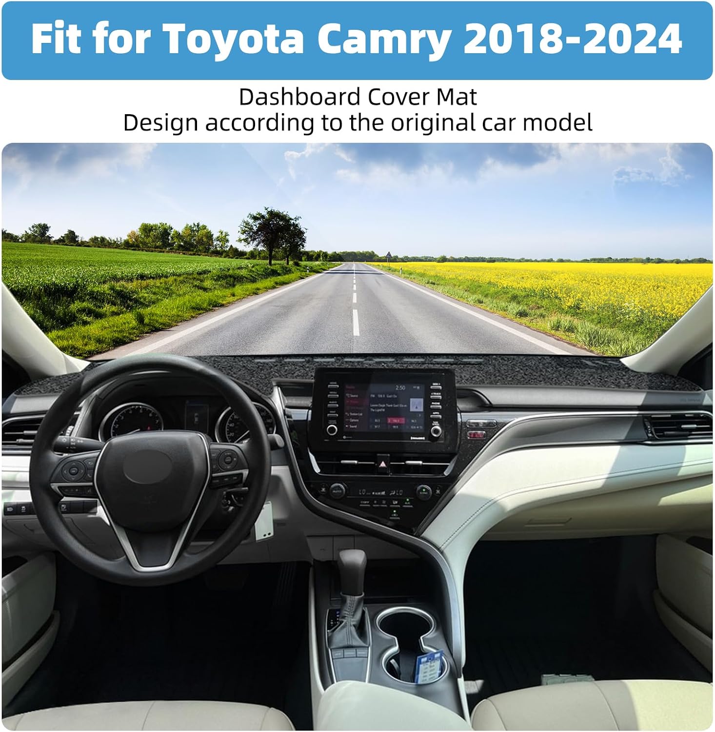Dash Cover Mat Compatible with Toyota Camry 2018-2024 Non-Slip Dashboard Cover Mat Sunshade UV Rays Protector Interior Accessories