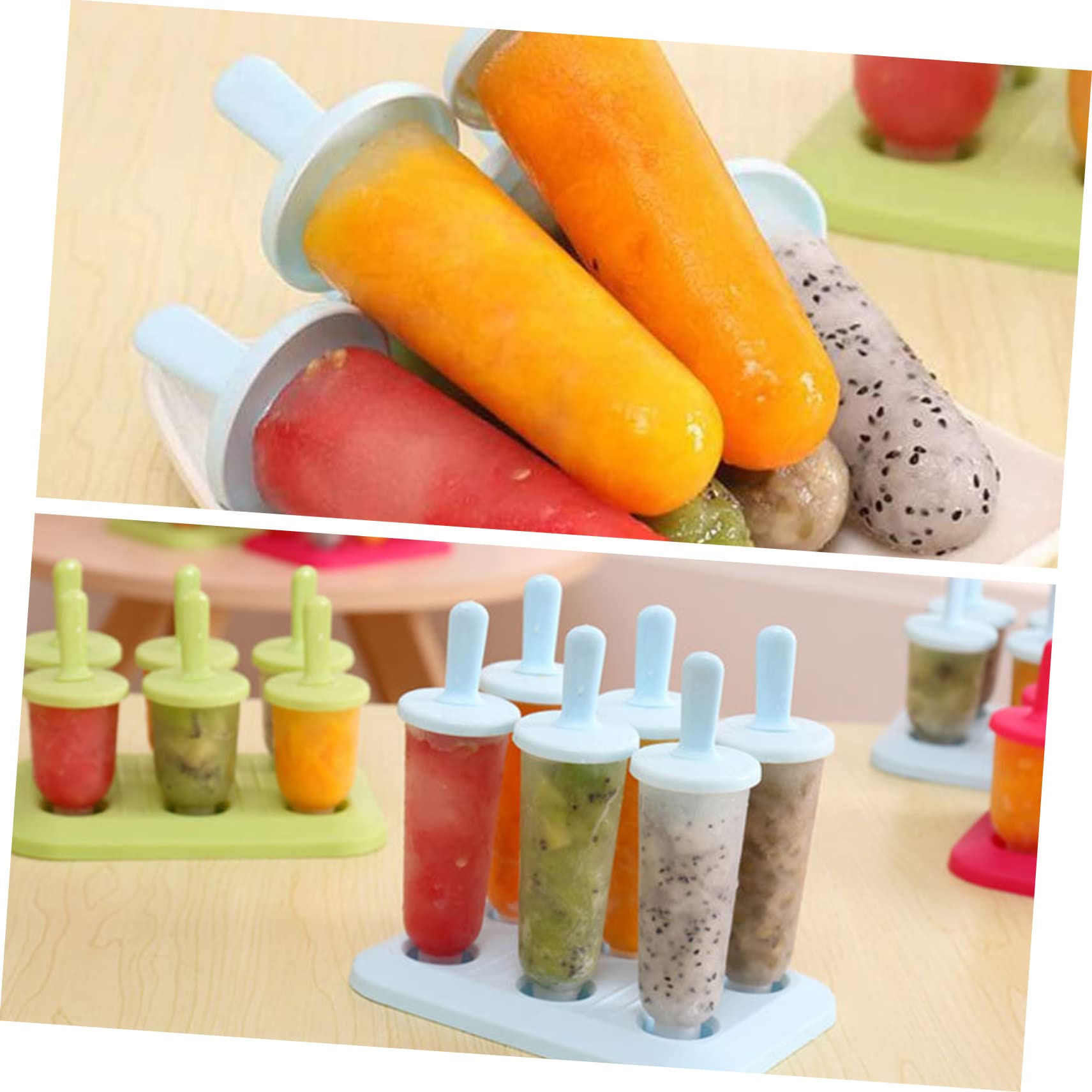 Sosoport 2Pcs Ice Cream Mold Summer Popsicle Maker for DIY Treats Easy to Use Ice Molds for Homemade Fruit Juice Yogurt and Healthy Snacks