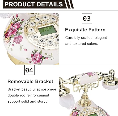 Miniatura 4 de Teléfono antiguo, esfera táctil MS-9101, teléfono vintage de imitación de cerámica, teléfono retro antiguo para uso en casa y oficina