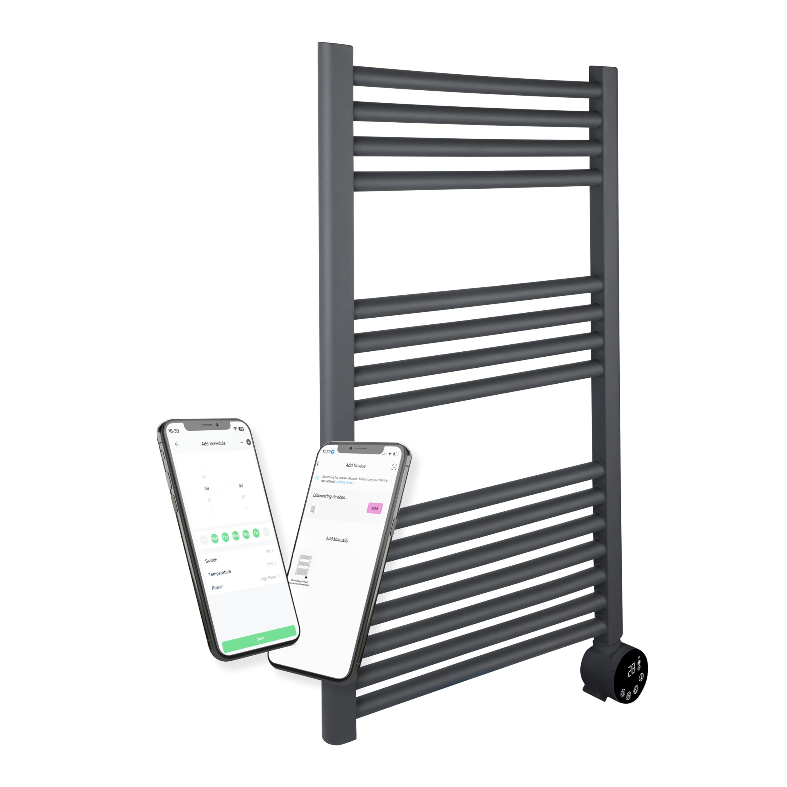 Masterplug  Smartenergy Monitoring Towel Rail 500W - Anthracite Grey - 800 x 500