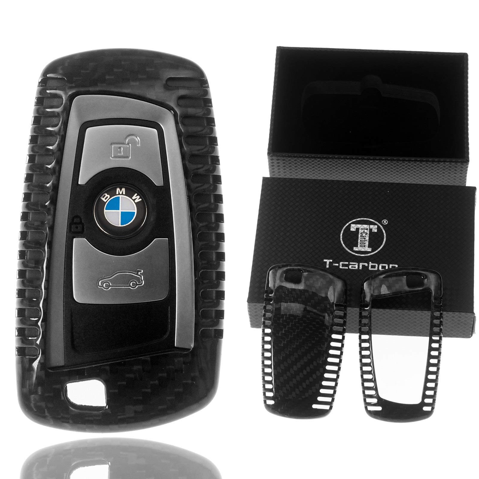 Auto Schlüssel Schutz Hülle Echt Carbon Hardcover Schwarz kompatibel mit BMW F20 F21 F22 F23 F30 F31 F34 F32 F26 F25