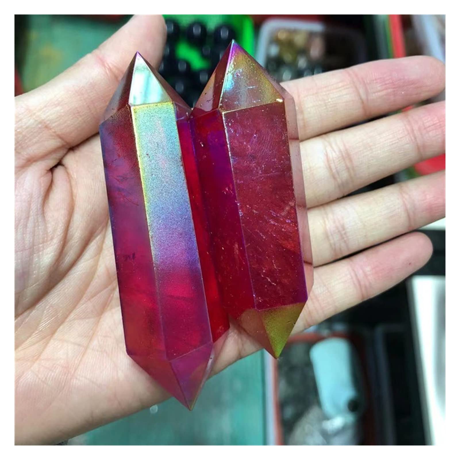 Amazon.co.jp: 天然水晶 天然クリアクォーツクリスタル六角形ダブル