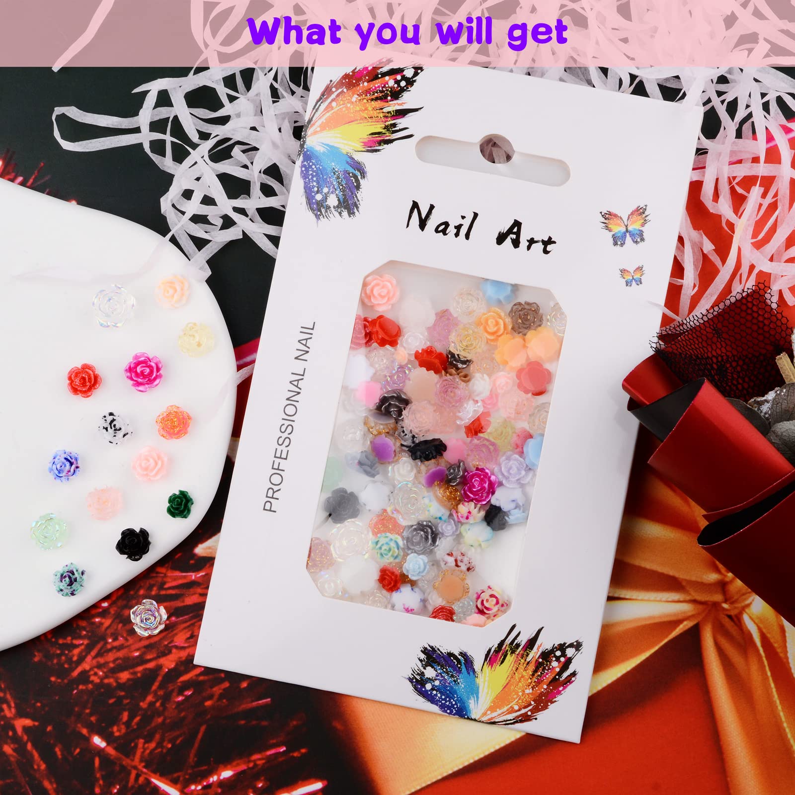 100 sztuk 3D kwiaty róża ozdoby do paznokci zestawy żywica akrylowa kamelia zdobienie paznokci biżuteria dla kobiet DIY rzemiosło manicure porady