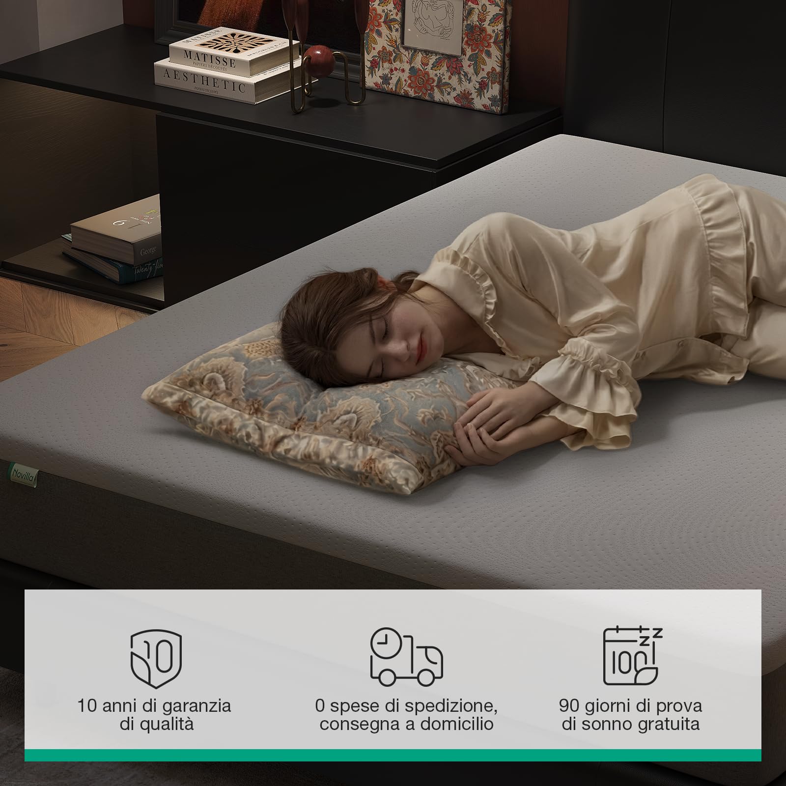 Novilla Materasso Matrimoniale 140x200cm Altezza 20cm - Gel Memory Foam & Fibra di Bambù, Traspirante con Sostegno 7 Zone, Coprimaterasso Lavabile 60℃, Certificato OEKO-TEX & CertiPUR-US
