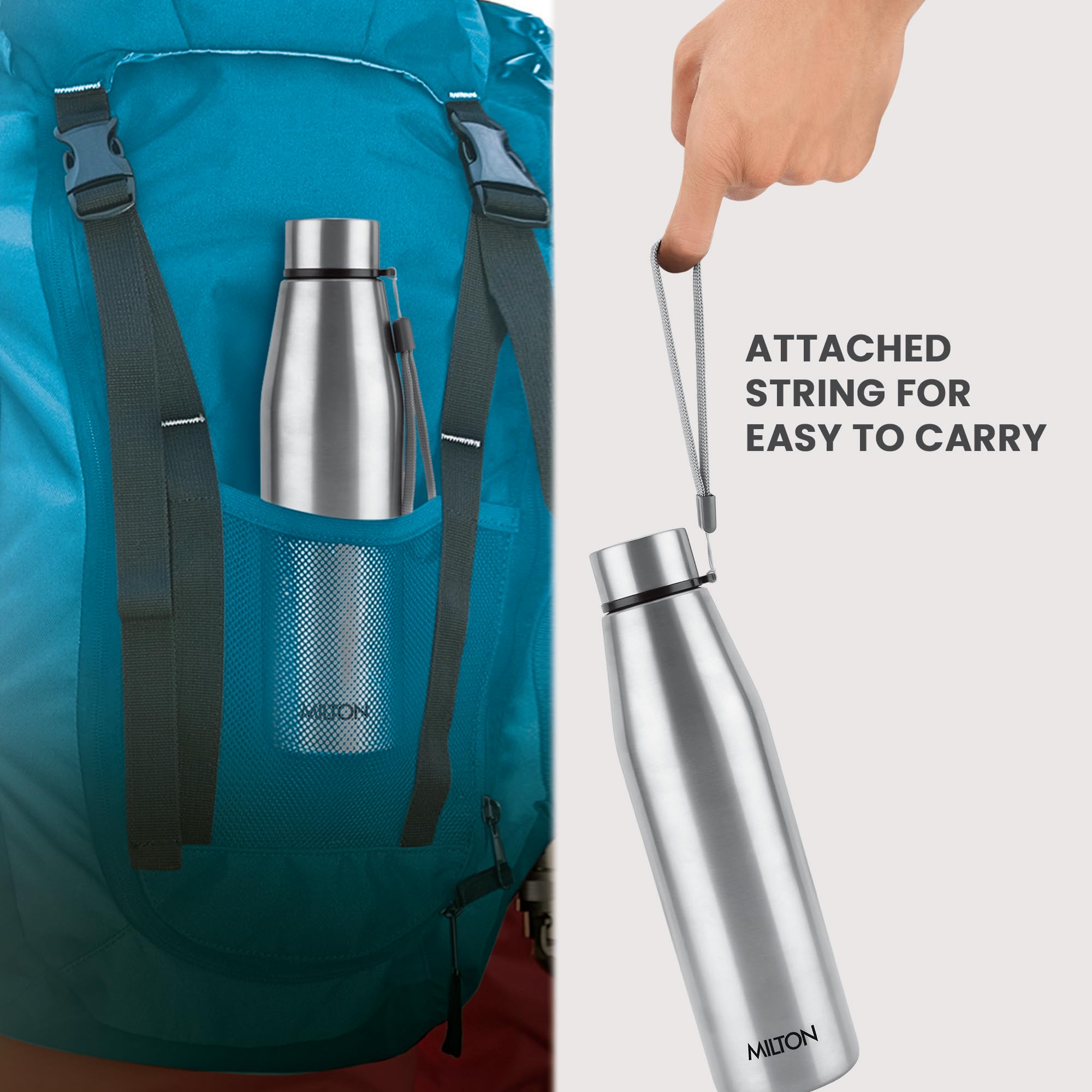 MILTON Drift 1000 Stainless Steel Water Bottle 950 ml, Set of 3, Single Walled, ISI Certified I Leak Proof Lid, Rust Proof I For School, Office, Gym I Silver — Amazon image 5