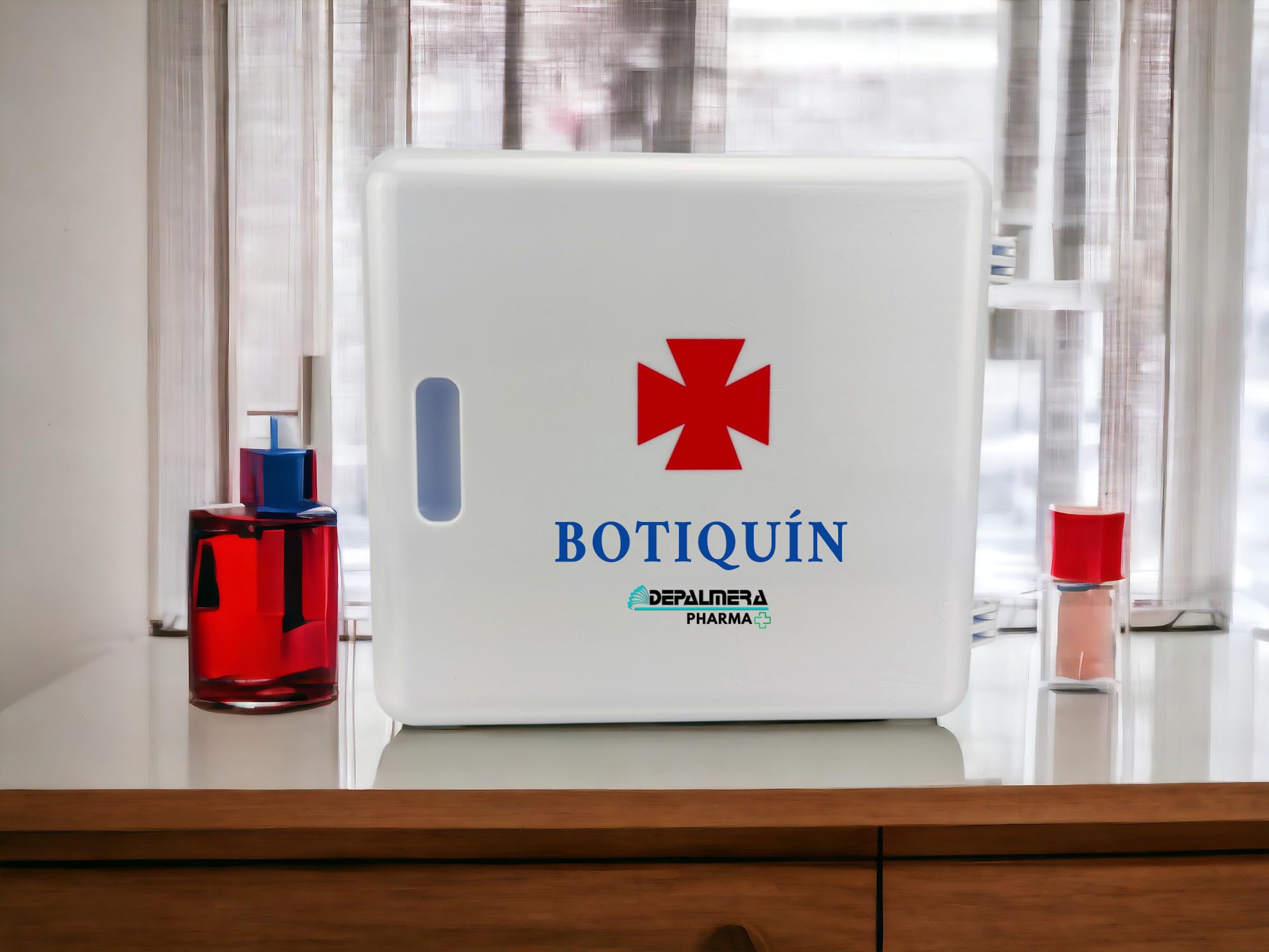Pharma✙ Botiquin Armario de pared Primeros Auxilios para el Hogar y el Trabajo, BotiquÍn Primeros Auxilios para Casa Oficina con Guantes, Vendas, Gasas, Algodón, Tijeras, Tiritas