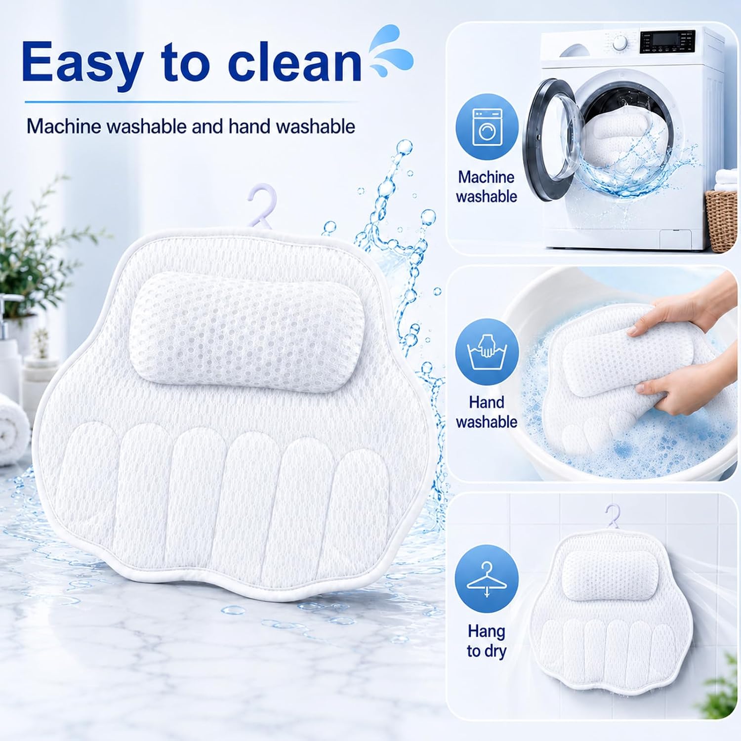 Bath Pillow, Bath Pillow for Bathtub, 4D Mesh with 6 Suction Cups, Used