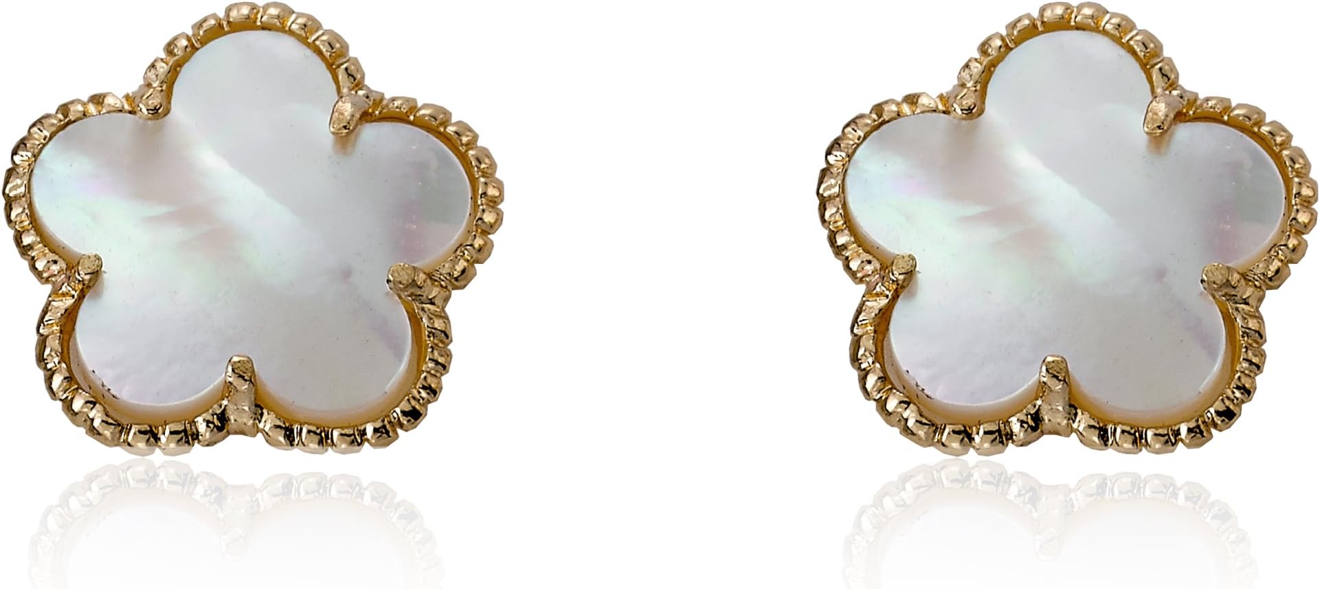 Riccova Country Chic Rhodium-Plated Mother Of Pearl Flower Stud Earring