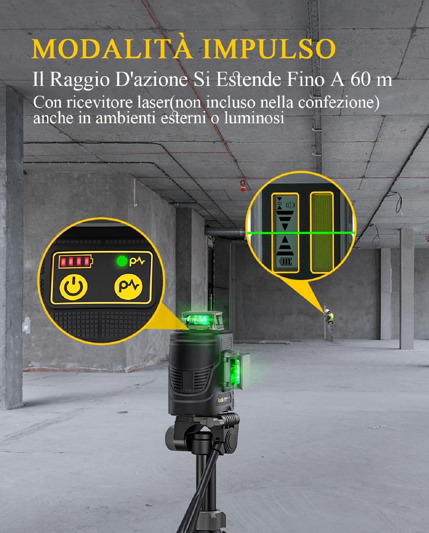 Fanttik D12 PLUS Livella Laser Autolivellante 3×360°, Linea Croce Verde di Precisione 3D, Batteria Rimovibile da 5200 mAh, Staffa Magnetica, Custodia da Trasporto, per Costruire e Appendere Quadri