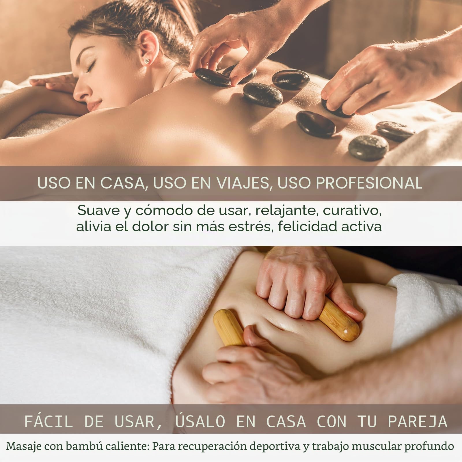 Juego De Piedras De Masaje Con Kit Calentador Hot Rocks Bambú Para Masaje Piedras Calientes Kit Calentador De Masaje Con Control De Temperatura Y Bolsa De Transporte Para Uso Domésti