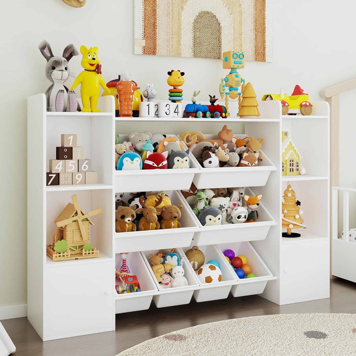 Organizer per giocattoli per bambini a più livelli, 8 contenitori