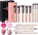 BS-MALL Brosses de maquillage Premium Synthétique Fondation Conceleurs de poudre Shadows maquillage 14 Set de brosses Pcs, ensemble rose, avec boîtier