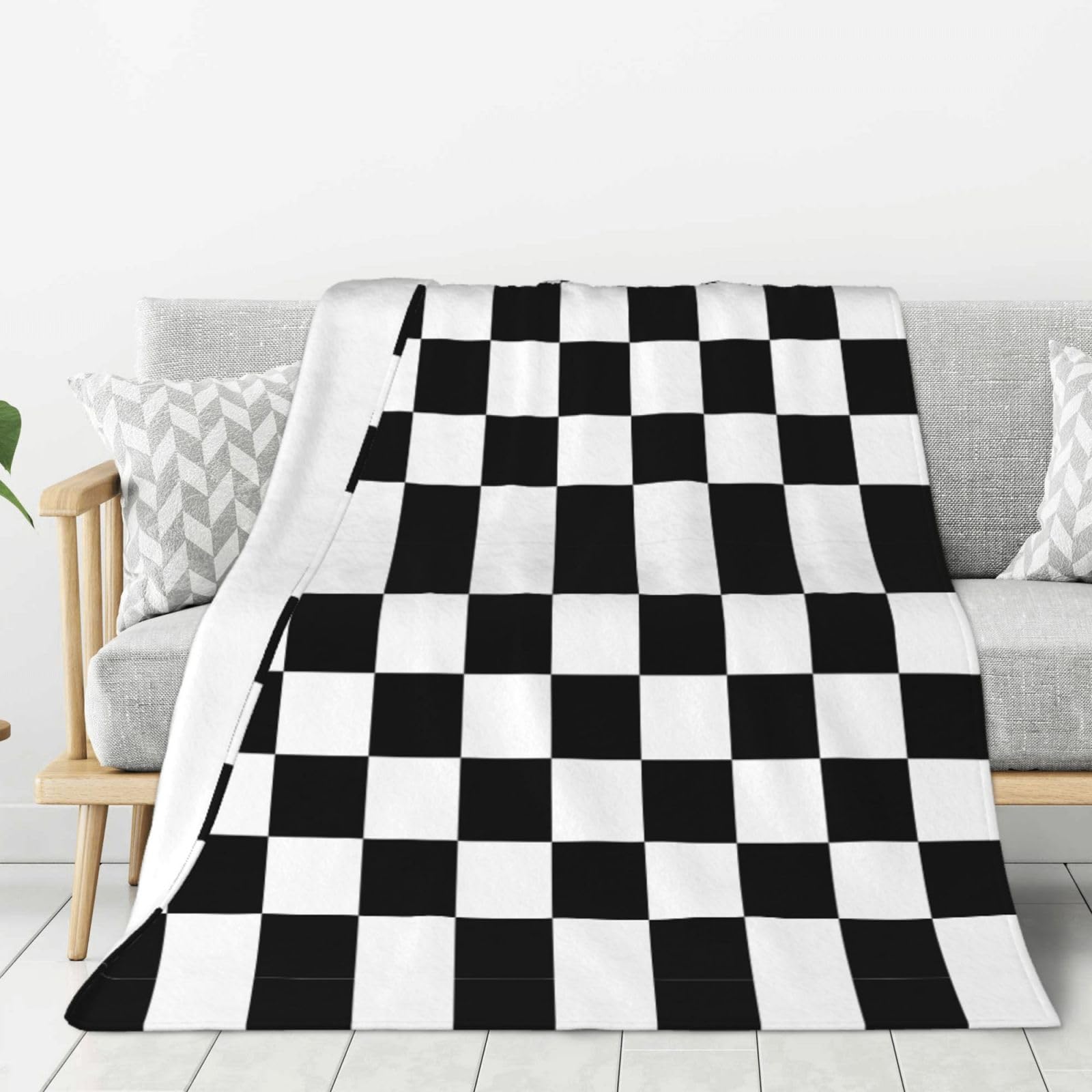 Tcoay As Shown Decorative Blankets Flannel Throw Plush Bed Blanket For Bedding Sofa And Travel,Huge F1 Formula One Black & White Chequered