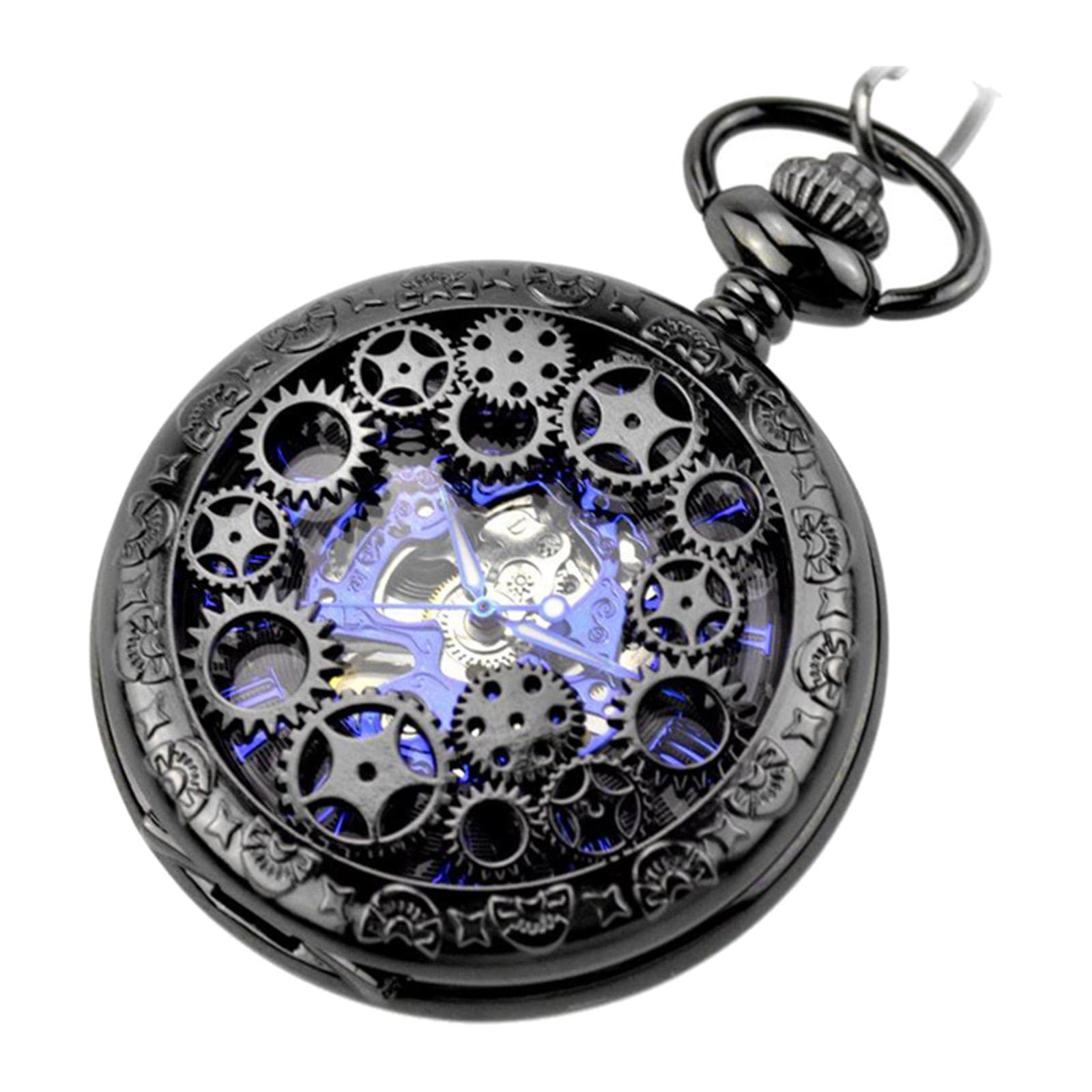 FABLOFT Steampunk Hands Scale Mechanical Skeleton Pocket Watch Holiday Birthday Gift